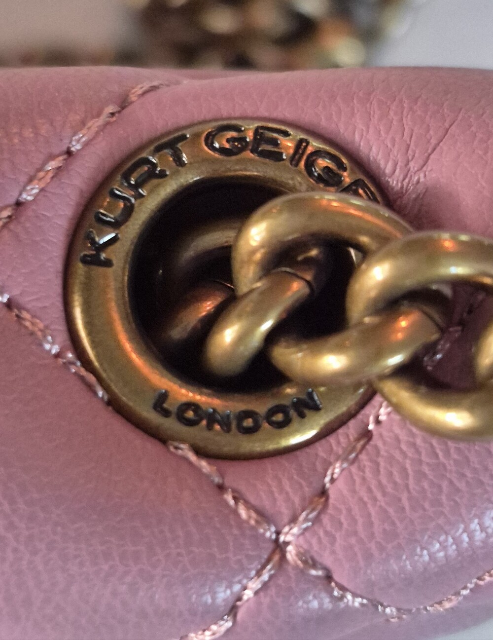 Kurt Geiger London Micro Brixton Shoulder Bag Pink Quilted Crossbody Chain Strap - Picture 8 of 14
